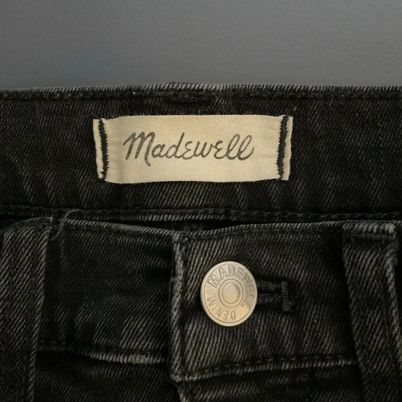 Madewell Womens 26 Black High Rise Cut Off Denim Shorts Distressed - Picture 6 of 7